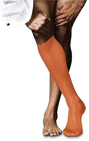 FALKE Herren No. 9 Kniestrümpfe atmungsaktive Baumwolle hochwertig seidiger Glanz elegant verstärkte Herrensocken flache Naht druckfreie Fußspitze fein glatt einfarbig Business 1 Paar | mit reiner ägyptischer Baumwolle