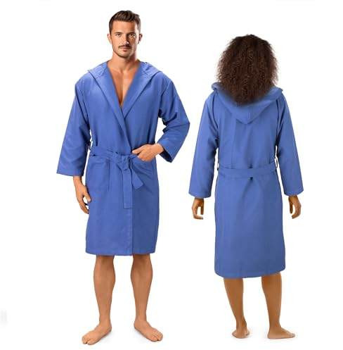JEMIDI Albornoz Hombre Microfibra - Albornoz Mujer y Hombre Ducha - Albornoz de Microfibra para SPA Sauna Surf Cambiador Playa natación - con Bolsa de Transporte - Talla L