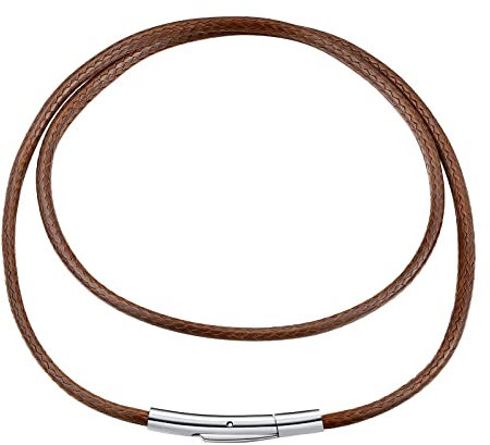 FindChic Lederband Kette Herren 2MM Collier Damen kautschuk halsband 66cm lang geflochtene Lederkette mit Hebelverschluss Braun IY Modeschmuck Accessoire für Jungen
