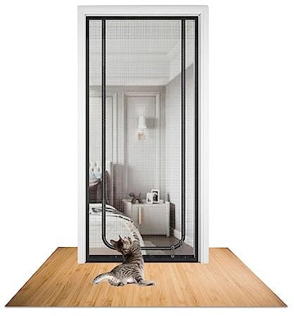 Porte Grillagée pour Chat et Balcon avec Fermeture Éclair - Moustiquaire de Sécurité pour Animaux Domestiques - Empêche les Chats de S'échapper - Grille pour l'Introduction de Nouveaux Chats