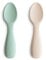Mushie Cuillères De Démarrage en Silicone | Lot De 2 Cuillères Pour Tout-Petits | Pour Bébé Pour Apprendre à Manger Seul | Lavable au Lave-Vaisselle | Cambridge Blue/Shifting Sand