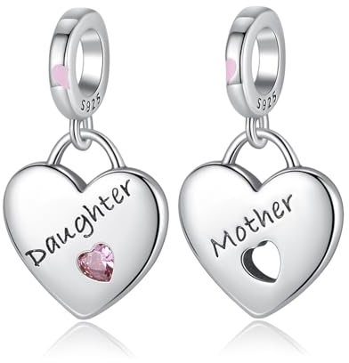 Annmors 925 Sterling Silber Bead Charms für Europäische Armbänder und Halskette Love Mother Daughter Perlen mit 5A Zirkonia,Weihnachten,Valentinstag,Muttertag,Geschenkanhänger für Frauen und Mädchen