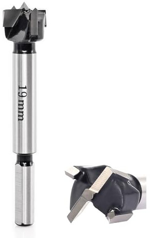 Akylin Forstner Drill Bit 19mm - Carbide Tipped Forstner Bit - Hex Shank Wood Hinge Drilling Hole Saw Cutter, for Auger Opener, Drilling Boring Bit