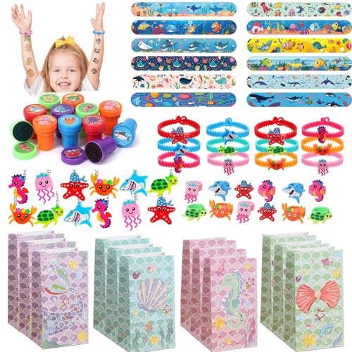 72 Pezzi di Regali per Feste Sotto il Mare per Bambini, Sotto il Mare Gadget Compleanno, Confezione di bomboniere per la festa dell'oceano, Carine Forniture per Feste a Tema Animali Marini
