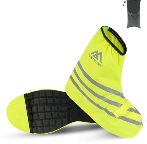 flintronic Überschuhe Fahrrad Wasserdicht, wasserdichte Überschuhe Fahrrad Unisex, Schuhüberzieher Wasserdicht, wasserdichte Fahrradüberschuhe mit Reflektoren, Winddicht & Schmutzabweisend