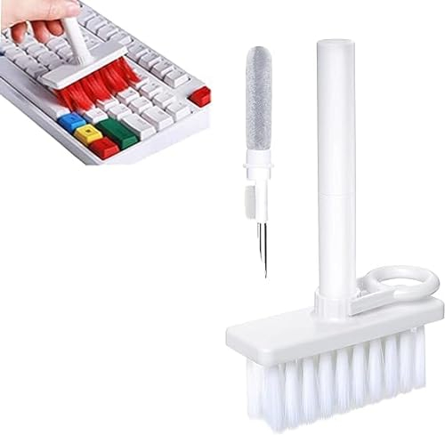 Keyboard Cleaner, Soft Brush Keyboard Cleaner,5 in1 Multi-Function Keyboard Cleaning Tools,Electronic Cleaner Kit for Earphone,Laptop, Phone, PC Monitor (Color : White-1pc, Size : 0)