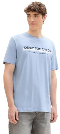 TOM TAILOR Denim Herren Slim Fit T-Shirt mit Logo-Print aus Baumwolle