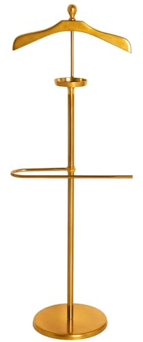 Riess Ambiente Eleganter Herrendiener Valet 128cm Gold Aluminium Kleiderhaken Garderobenständer Garderobe Kleiderablage Kleiderzimmer Flur