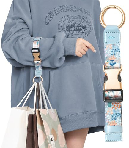 EKAX Reise-Tragegurt mit Ringhaken und Schnalle, Jackengreifer für Reisen, Hinzufügen einer Tasche, Gepäckgurt, Verstellbarer Taschengriffhalter, Reise-Trageclip für Handgepäcktasche, Rucksack