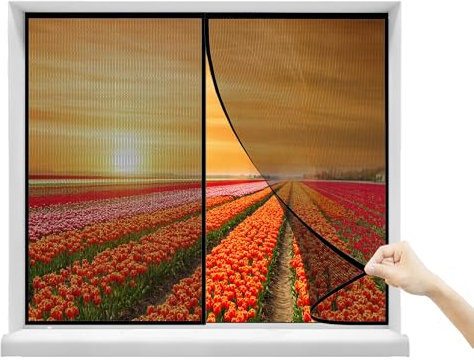 finestre con zanzariera magnetica, 80x195cmRete Fine finestre veranda finestre a soffietto da interno Resistente Traspirante Tenda Rete Anti Zanzare Insetti terrazze exterior tenda（Nero）