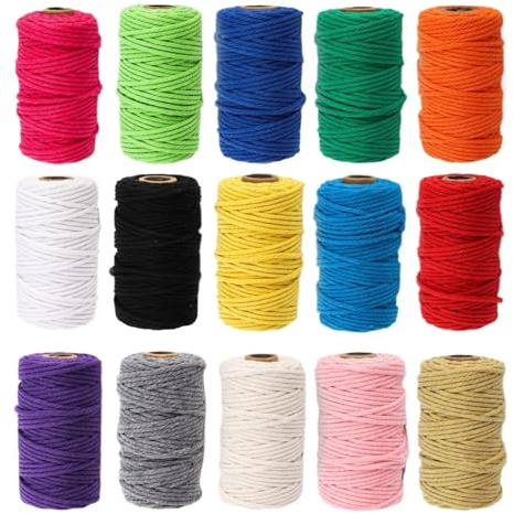 2 mm 100 m Makramee-Kordel, gedrehtes weiches Makramee-Seil aus natürlicher Baumwolle for Kunstwerke, Wandbehang, Pflanzenaufhänger, handgefertigtes Kunsthandwerk, Stricken (Color : 22 Silver, Size