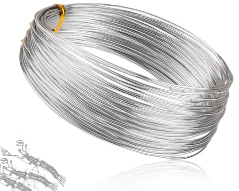 Lhbwhiz Alambre para manualidades,alambre para manualidades,alambre de aluminio flexible,alambre para joyería hecho a mano,alambre para modelar,alambre de plata(plata,1 mm * 20 m)