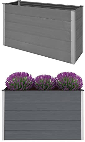Willood Garten-Hochbeet WPC 150 x 50 x 91 cm Grau Pflanzkasten Blumenkasten Gemüsebeet Pflanzkübel Blumenkübel Frühbeet Gartenbeet Pflanzbeet