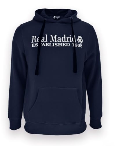Real Madrid Felpa Unisex Adulto, Blu Navy, S-XXL