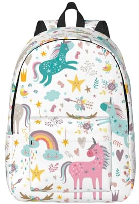 Mochila de lona roja con diseño de unicornios, bolsa de viaje para laptop, correas ergonómicas y antiagua para la universidad, negocios y trabajo, Negro -, M