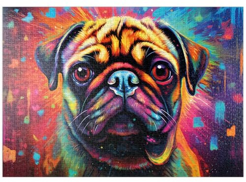 MyPuzzle Bunter Fantasie-Mops - Premium 1000 Teile Puzzle - MyPuzzle Sonderkollektion von Starnberger Spiele