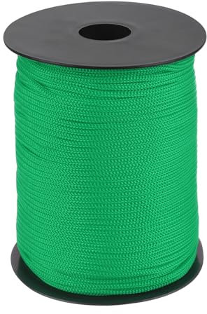 QUARKZMAN 3mm Cuerda de Polipropileno Trenzada, 100m Nylon Cuerda Nailon Hilo de Abalorios Cordón Trenzado Hueca para Manualidad DIY Tendedero, Camping, Bisutería, Verde Oscuro