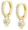 Ohrringe Gold, Ohrringe Silber 925 Hängend Creolen Gold Klein mit Herz Rund Zirkonia für Damen Mädchen Herren (gold-herz)
