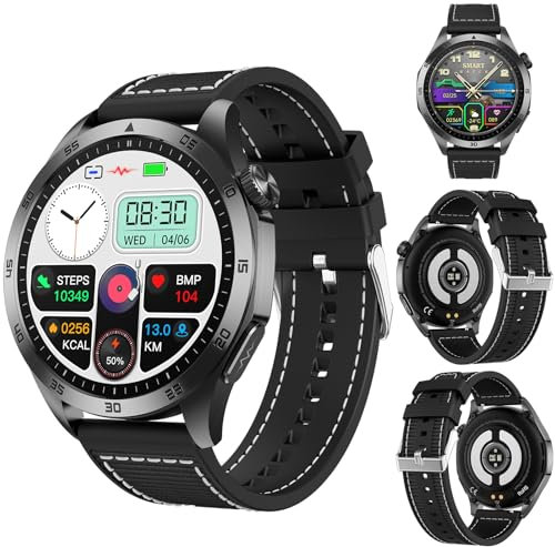 Fohatu Montre Intelligente 𝐆𝐥𝐲𝐜é𝐦𝐢𝐞,𝐆𝐥𝐮𝐜𝐨𝐬𝐞𝐒𝐚𝐧𝐠𝐮𝐢𝐧,Montre Intelligente Appels Bluetooth,Traqueur De Fitness avec 𝐄𝐂𝐆+𝐏𝐏𝐆 Pression Artérielle (Noir + Nylon Noir)