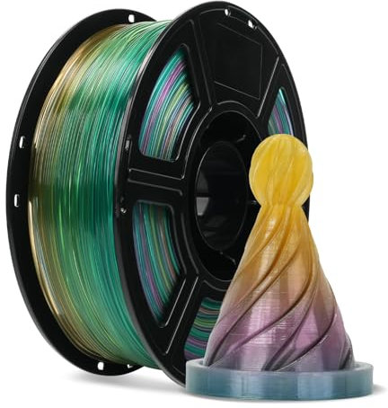 FLASHFORGE Weich 3D Drucker Elastisches/TPU95A Filament 1.75mm, hohe Elastizität & Haltbarkeit für weiche Prototypen, Wearables & Funktionsteile, 1kg (Transparentes Regenbogen-Bonbon)