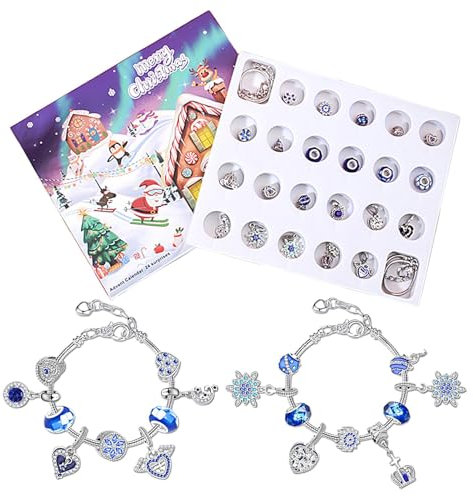 24 Tage Weihnachts-Countdown-Kalender-Armbänder-Set, Weihnachts-Adventskalender-Armbänder 2024 für Mädchen,Weihnachts-Countdown-Adventskalender | Süßes Charm-Armband für Teenager-Mädchen, Ohrringe, Sc