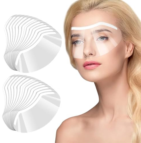 BEPSYOM 50 Stücke Transparent Gesichtsschutz Visier, Dusche Gesicht Augenschutz Schild, Wimpern Schild, Kunststoff Gesichtsschutz für Mikroblading, Makeup, Haare Waschen (Transparent)