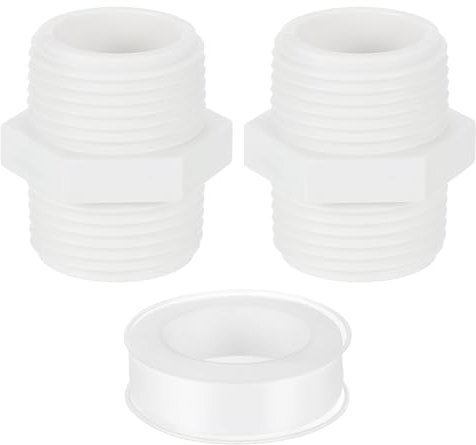 QUARKZMAN 5 raccordi in PVC da 32 mm (da maschio a maschio), connettore per tubo flessibile per giardino, piscina, fattoria, irrigazione tubo dell'acqua, rubinetto, colore bianco