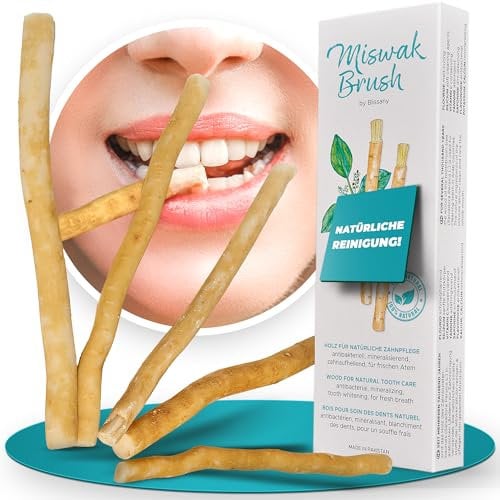 BLISSANY Miswak | Natürliche Zahnreinigung | Miswak Holz oder Miswak Pulver | Für strahlend weiße Zähne | Vegan & Umweltfreundlich (2x 5er Pack)