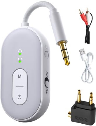 RUIZHI 2 in 1 Bluetooth 5.3 Adapter mit Dual-AUX-Wandler, Bluetooth Sender Klinke für TV, PC, Stereoanlage, Auto, Kopfhörer, Projektoren