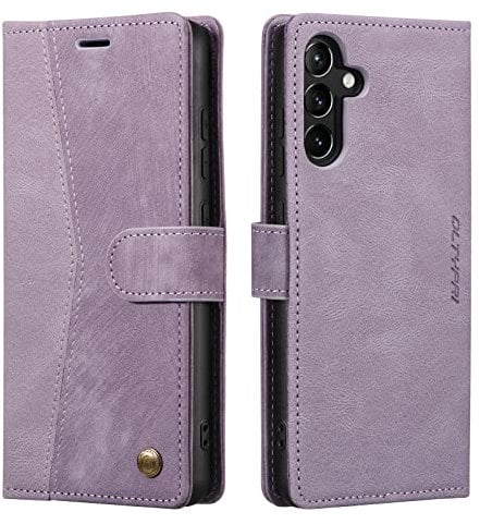 QLTYPRI Case for Samsung Galaxy A36 5G, Premium Flip Folio PU Leather Wallet Case with Magnetic Closure Card Holder Kickstand Shockproof Protective Phone Cover for Galaxy A36 - Retro Purple