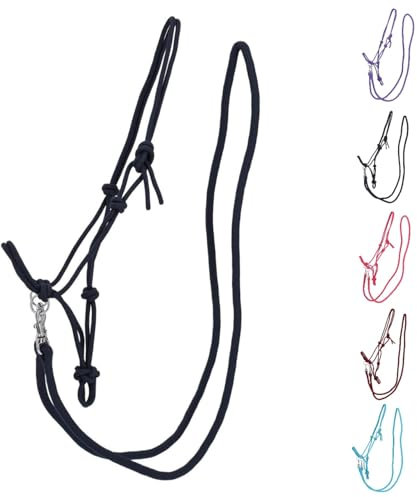 NETPROSHOP 1 Set Knotenhalfter und Seil-Zügel für gebissloses Reiten Gr. Shetty, Pony, Cob, Full, Groesse:Shetty, Farbe:Dunkelblau