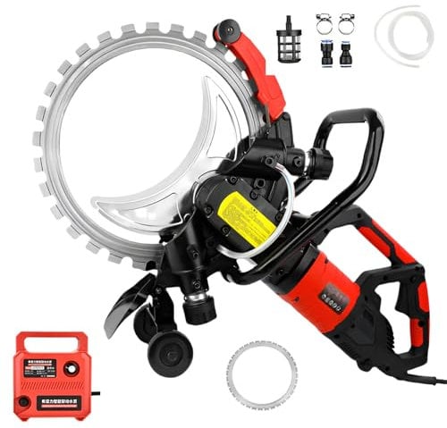 Electric Wall Chaser with Blades Water Pump, 3000rpm Toroidal Concrete Cutting Machine, Electric Concrete Saw, 290mm Maximum Cutting Depth, for Concrete, Reinforced, Brick Walls