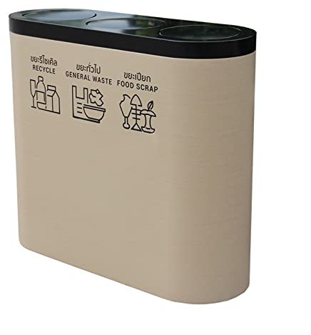 CFY652 Poubelle Tri Selectif Poubelles commerciales intérieures/extérieures, Poubelle classée à Trois connexions avec Couvercle pivotant, Poubelle extérieure de Grande capacité Bac de Tri