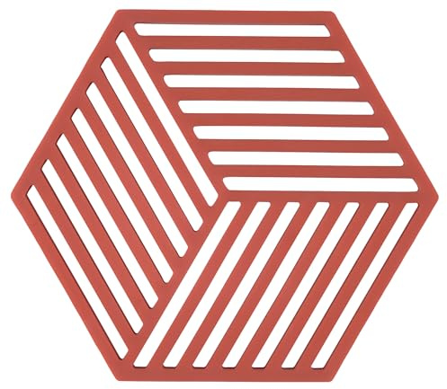 Zone Denmark Hexagon Topfuntersetzer Hitzebeständig, Silikon Untersetzer, Praktische und Dekorative Topf-Untersetzer, Spülmaschinenfest, 16 x 14 cm, Burned Red (Rot)