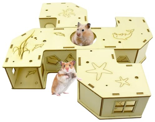 Raypontia Hamsterröhren,Kleintier Tunnel Zubehör Für Hamster - Holzhaus Haustierzubehör Für Igel Frettchen Mäuse Chinchilla Kaninchen Bewegungsspiel