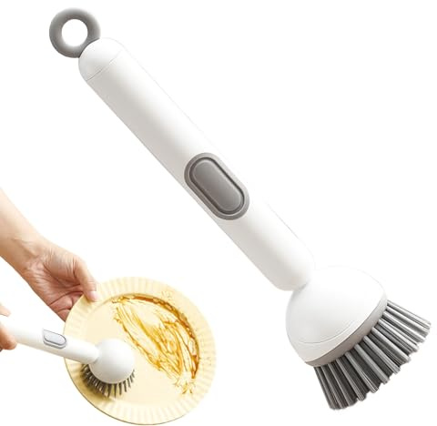 Dish Brush with Soap Dispenser | Scrubber Brush Dishwasher Soap Dispenser, Adjustable Tool with Holder for Cleaning Pots, Pans Cups and for Home