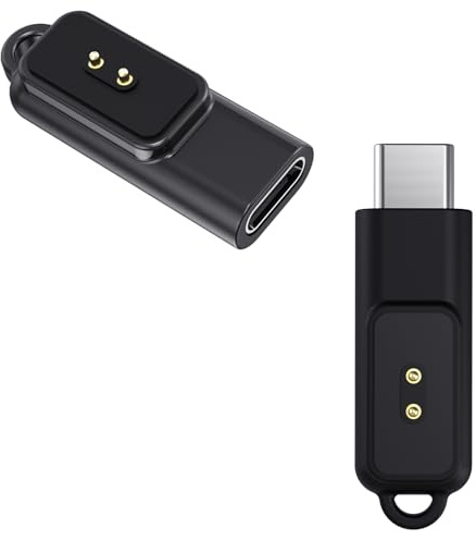 AWADUO Kompatibel mit Xiaomi Band 10/10 NFC/9/9 Pro/8 Active/8 Pro/Band 2 Typ C männlich zu weiblich Ladegerät Adapter Konverter Schnellladestecker Smart Watch Zubehör (schwarz/2 Teile)
