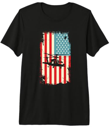 American Flag Helicopter Pilot Chopper Flying USA Premium T-Shirt