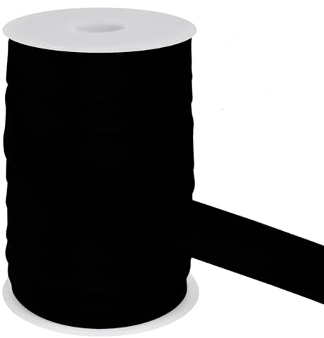 LUPATDY snedband 25 mm x 50 m, dubbelvikt tygband av polyester, kantband för sömnad, band för pyssel som metervara, sömband för sömnad, pysseldekorationer, gör-det-själv-hantverk (svart)
