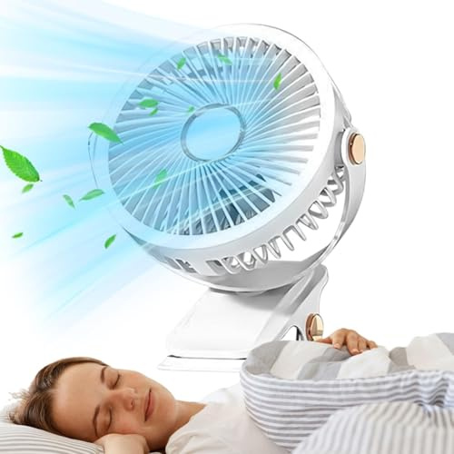 demaxiyad Schreibtischventilator – kleine Ventilatoren für Schlafzimmer, kompaktes Nachtlicht, wiederaufladbar, für Badezimmer, Lager, Gewächshaus, , Baustelle, Outdoor, Garten, Fitnessstudio