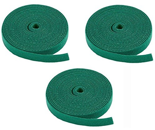7.5 Metre - 3 Rolls Hook and Loop Tie Tape Plant Shrub Garden Sewing Green Strap.
