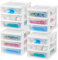 IRIS USA – Lot de 4 organiseurs de rangement empilables en plastique à 3 tiroirs pour maquillage, vernis à ongles, salle de bain, fournitures artistiques, cuisine, bureau, garage et petite