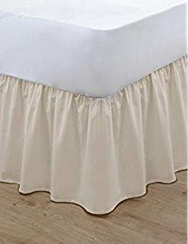 Gold Star Bedding Plain Dyed Poly Cotton Soft Frilled Base Valance Sheets Bed Sheets Covers (Cream, Double)