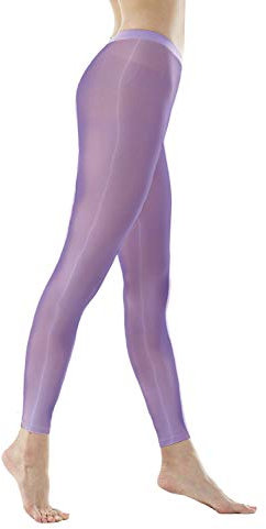 Metelam - Leggings da donna in tessuto elasticizzato, ultra morbidi ed elastici, lisci, lucidi Viola Taglia unica