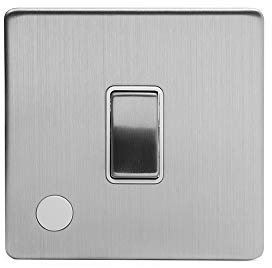 Soho Lighting Brushed Chrome 1 Gang 20A Double Pole Switch Flex Outlet Wht Ins Screwless