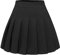 Timormode Faltenrock Damen Elastische Hohe Taille Röcke A Linie Mädchen Kurz Glocken Rock Skater Mini Rock Black M