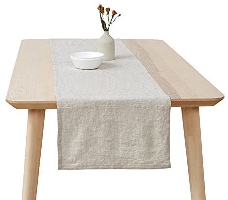 Berklan 100% Pure Leinen Tischläufer mit Stein gewaschen 40 x 180 cm für Esszimmer Küchentisch Handgefertigt aus europäischen Flachs Durable Machine Washable