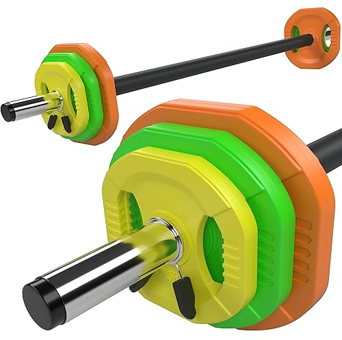 GYM MASTER 20kg Rubber Coated Studio Body Pump Barbell Weight Set for Aerobic Exercise