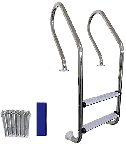 CGF- Handlaufe Fuir Pool 2-stufige Poolleiter aus Edelstahl 304, Poolleiter mit rutschfestem Tritt, Tragfähigkeit 440 lbs（4ft Blaue Griffabdeckung）