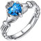 ChicSilver Claddagh Damenring, Silber 925, offen, verstellbar, verstellbar, mit Geburtsstein, 12 Monate, glänzender Ring, Modeschmuck, Geschenk zum Geburtstag für Mama, Tochter, 2.3, Metall, Blauer